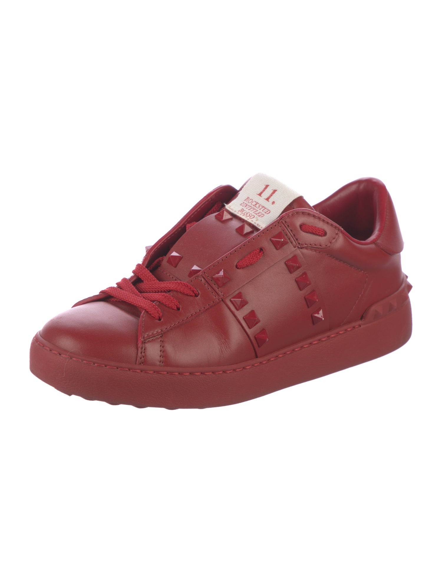 Valentino Rockstud Accents Leather Sneakers